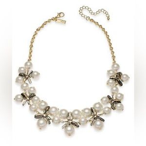 INC Gold-Tone Imitation Pearl & Resin Disc Statement Women's Necklace 18"